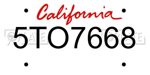 5TO7668 California License Plate