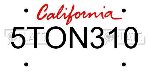 5TON310 California License Plate