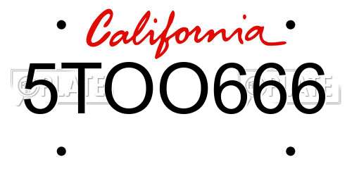 5TOO666 California License Plate