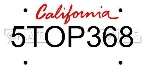 5TOP368 California License Plate