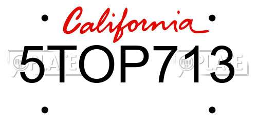 5TOP713 California License Plate
