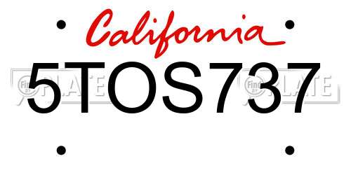 5TOS737 California License Plate
