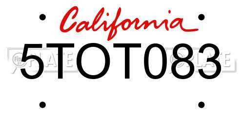 5TOT083 California License Plate