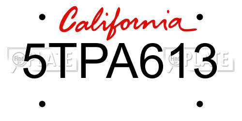 5TPA613 California License Plate