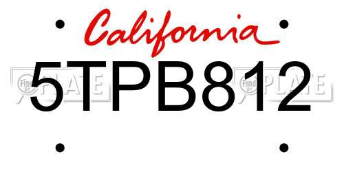 5TPB812 California License Plate