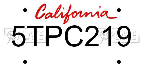 5TPC219 California License Plate