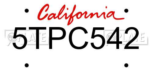 5TPC542 California License Plate