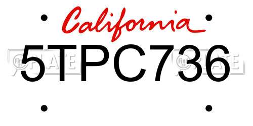 5TPC736 California License Plate