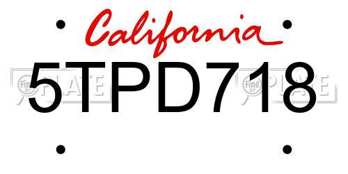 5TPD718 California License Plate