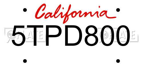 5TPD800 California License Plate