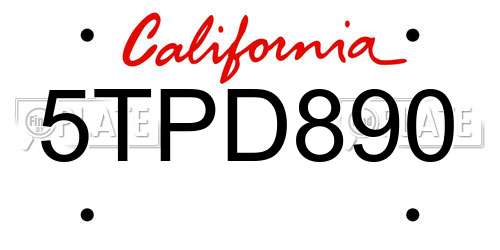 5TPD890 California License Plate