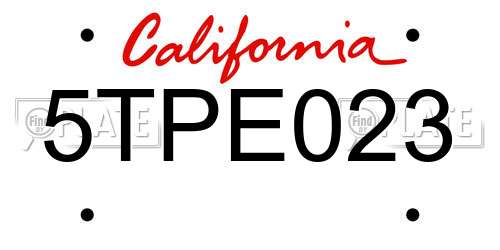 5TPE023 California License Plate