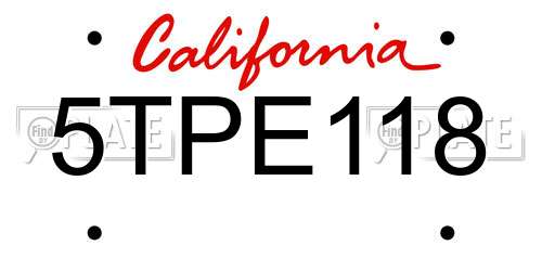5TPE118 California License Plate