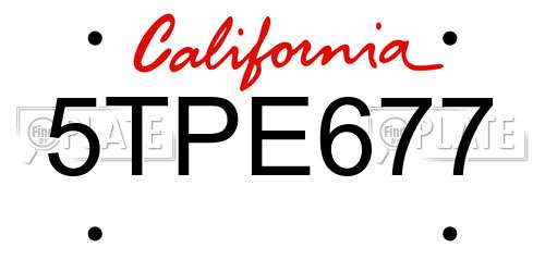 5TPE677 California License Plate
