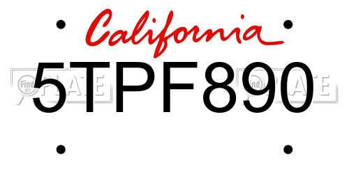 5TPF890 California License Plate