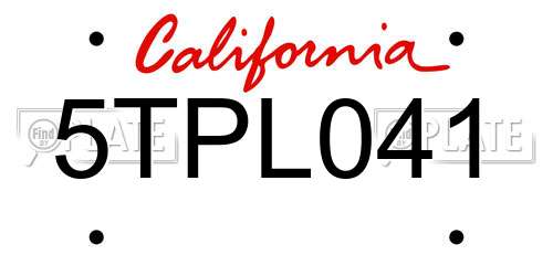 5TPL041 California License Plate