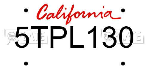 5TPL130 California License Plate