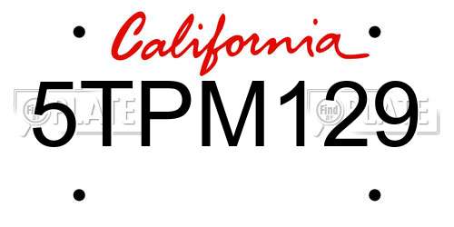 5TPM129 California License Plate