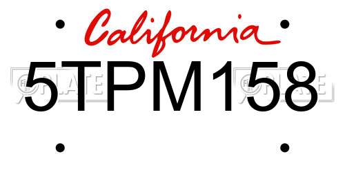 5TPM158 California License Plate