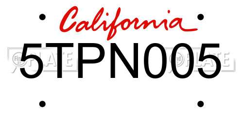 5TPN005 California License Plate