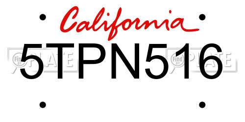 5TPN516 California License Plate