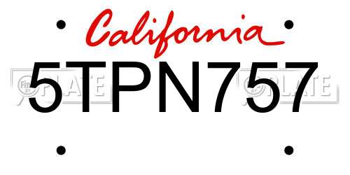 5TPN757 California License Plate