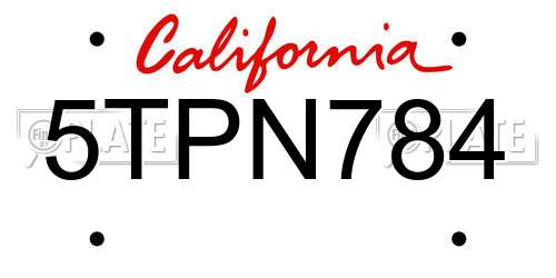5TPN784 California License Plate