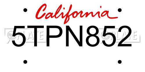 5TPN852 California License Plate