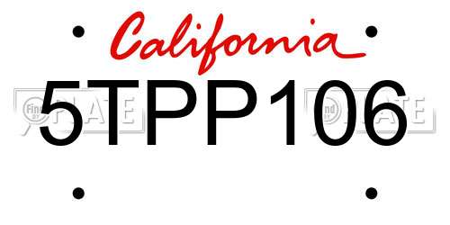 5TPP106 California License Plate