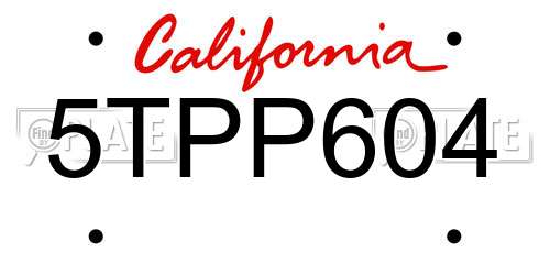 5TPP604 California License Plate