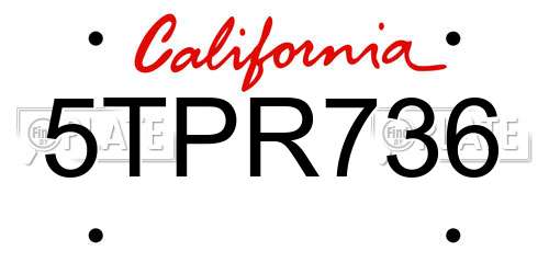 5TPR736 California License Plate