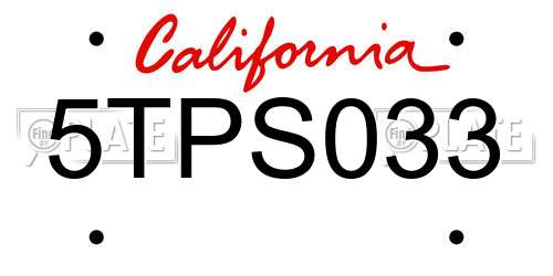 5TPS033 California License Plate