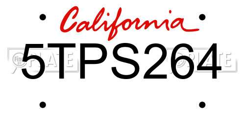5TPS264 California License Plate