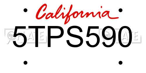 5TPS590 California License Plate