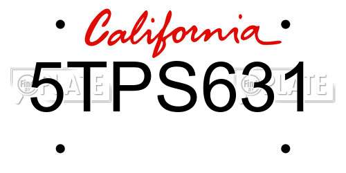 5TPS631 California License Plate