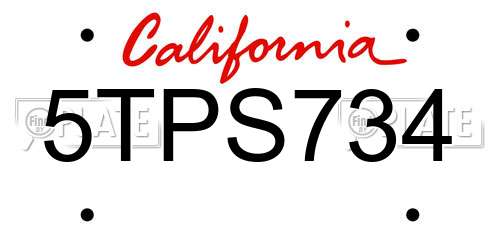 5TPS734 California License Plate