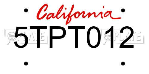 5TPT012 California License Plate