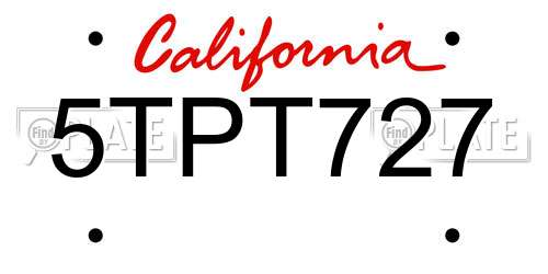 5TPT727 California License Plate
