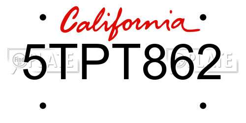 5TPT862 California License Plate