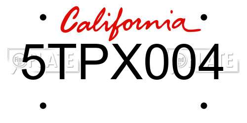 5TPX004 California License Plate