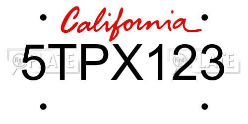 5TPX123 California License Plate