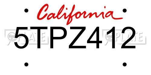 5TPZ412 California License Plate