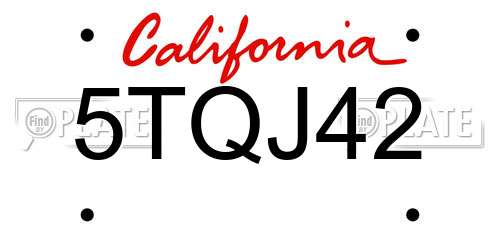 5TQJ42 California License Plate