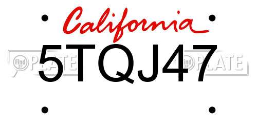5TQJ47 California License Plate
