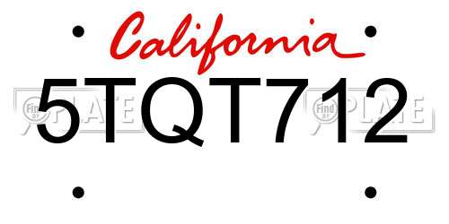 5TQT712 California License Plate