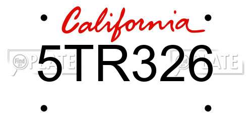 5TR326 California License Plate