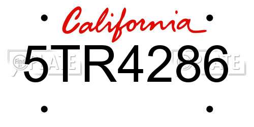 5TR4286 California License Plate