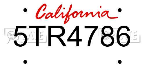 5TR4786 California License Plate