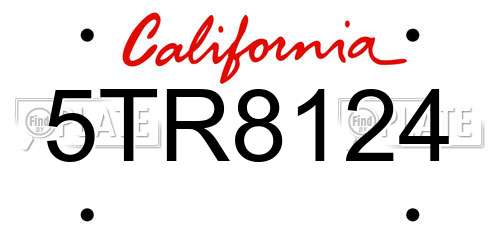5TR8124 California License Plate