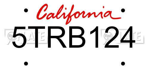 5TRB124 California License Plate